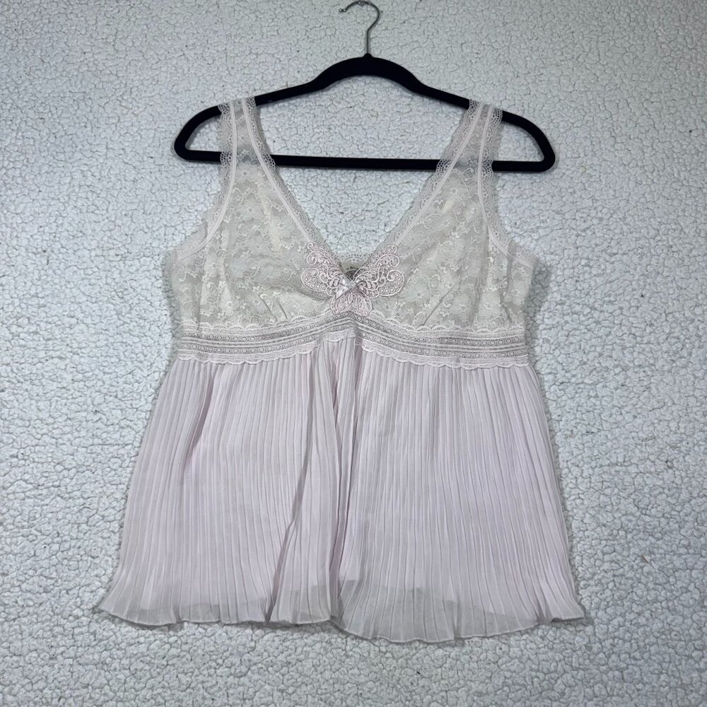 In Bloom by Jonquil Pink Babydoll Cami Lingerie Top Size L Dainty Feminine